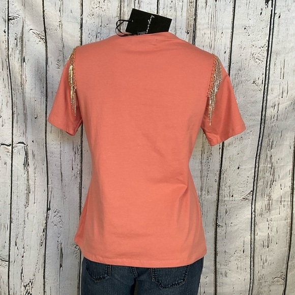 A Love Story “Monte Carlo” Scoop Neck Knit Top w/ Rhinestone Fringe StoneRose - Picture 3 of 5